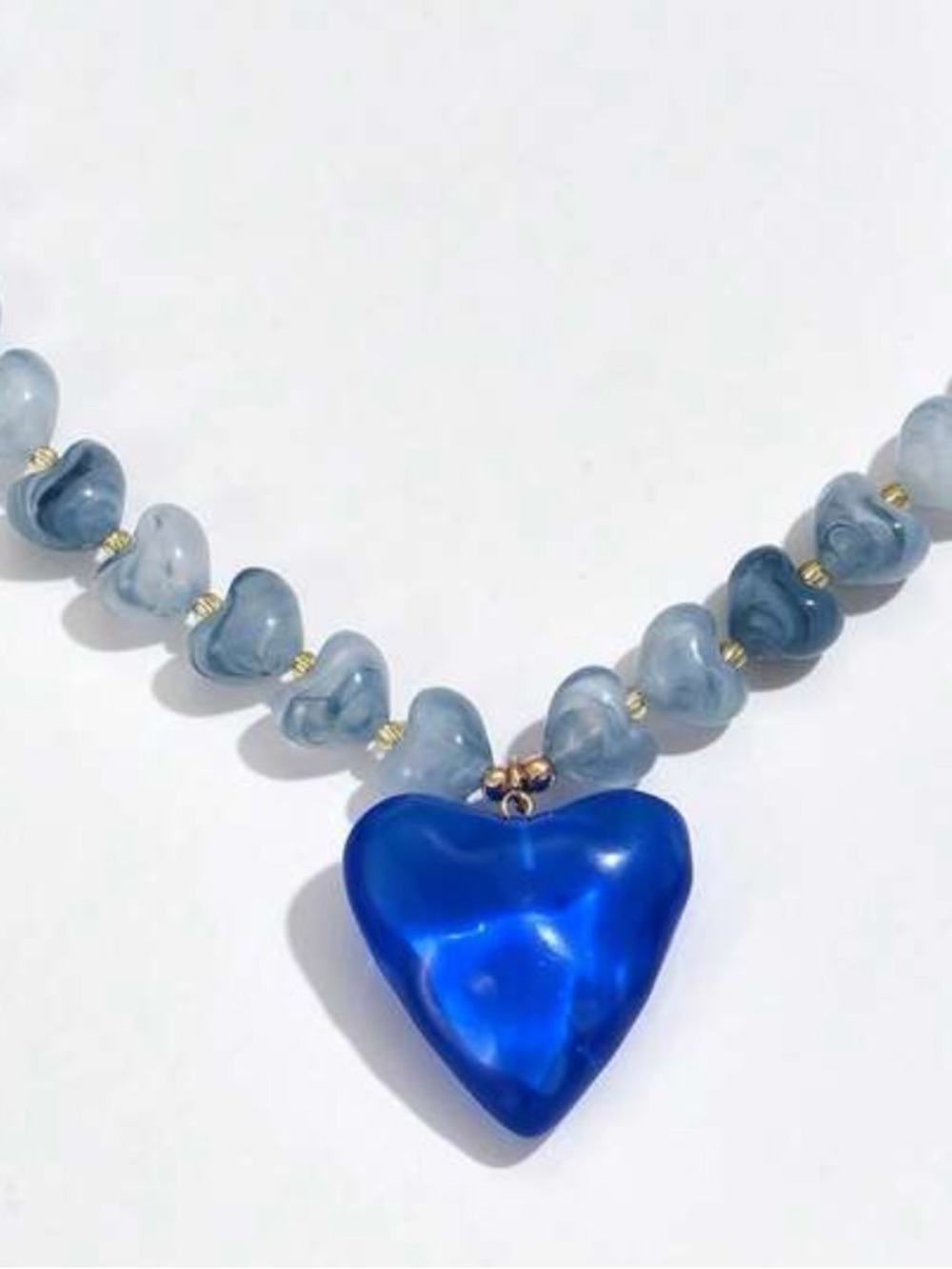 New! Coastal Blue Marbled Heart Beaded Dopamine Necklace NWOT - Picture 2 of 3
